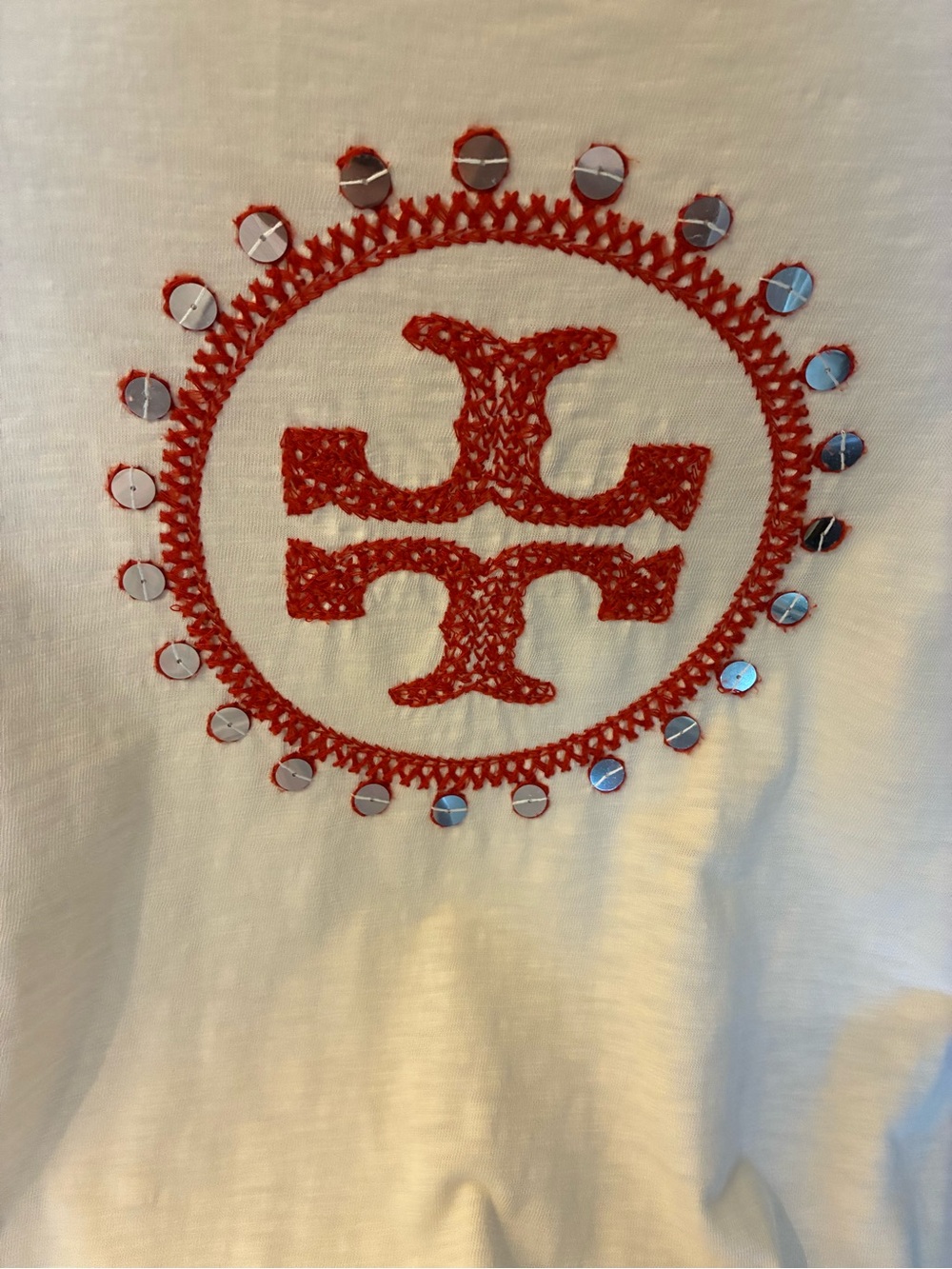 Tory Burch Cream Stretch Jacket with Color Embroidered Trim & Matching Top - Picture 10 of 11